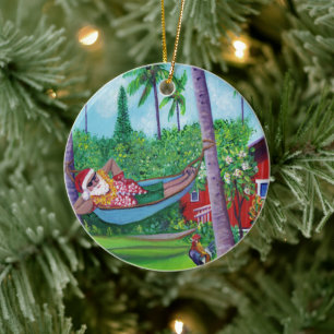 Décoration En Céramique Père Noël vacances à Kauai Mele Kalikimaka Noël