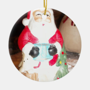 Décoration En Céramique Père Noël vintage amusant avec l'art de la neige I