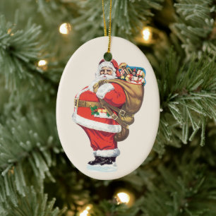 Décoration En Céramique Père Noël vintage, Noël victorien découpé