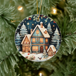 Décoration En Céramique Période de Noël, scène de vacances vintage,