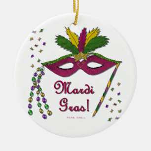 Décoration En Céramique Perles de plumes Mardi Gras