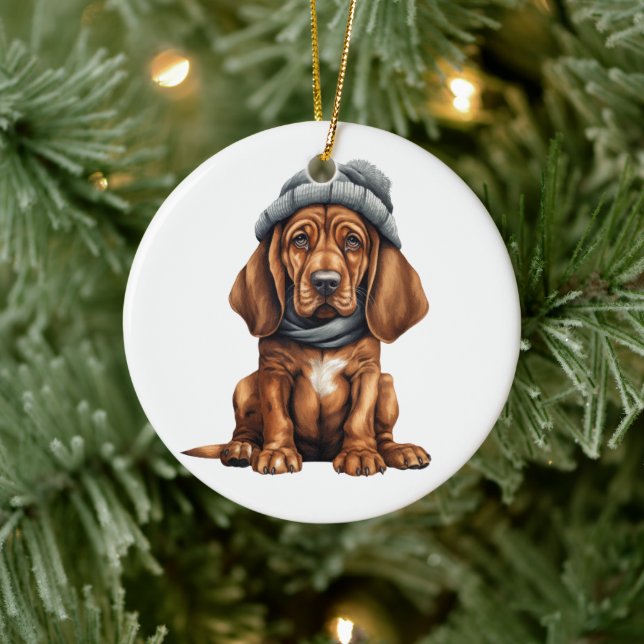 Décoration En Céramique Personalisé Bloodhound Dog Art (Arbre)