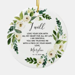 Décoration En Céramique Personalised Mother of the Groom White Floral Gift