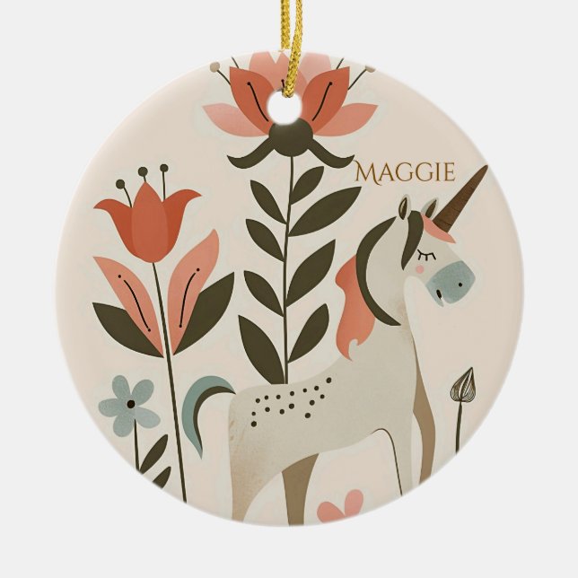 Décoration En Céramique Personalized Boho Unicorn Wildflower (Devant)