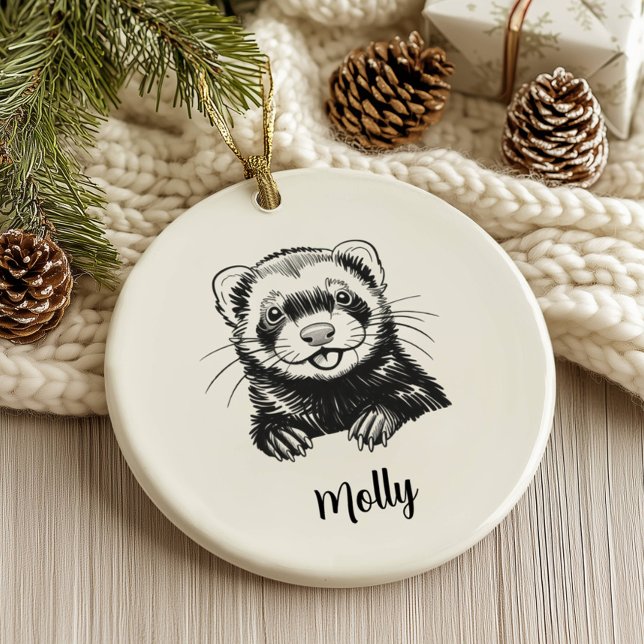 Décoration En Céramique Personalized Ferret Christmas (Créateur téléchargé)