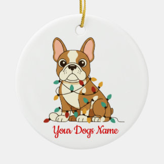 Décoration En Céramique Personalized French Bulldog Christmas Ornament
