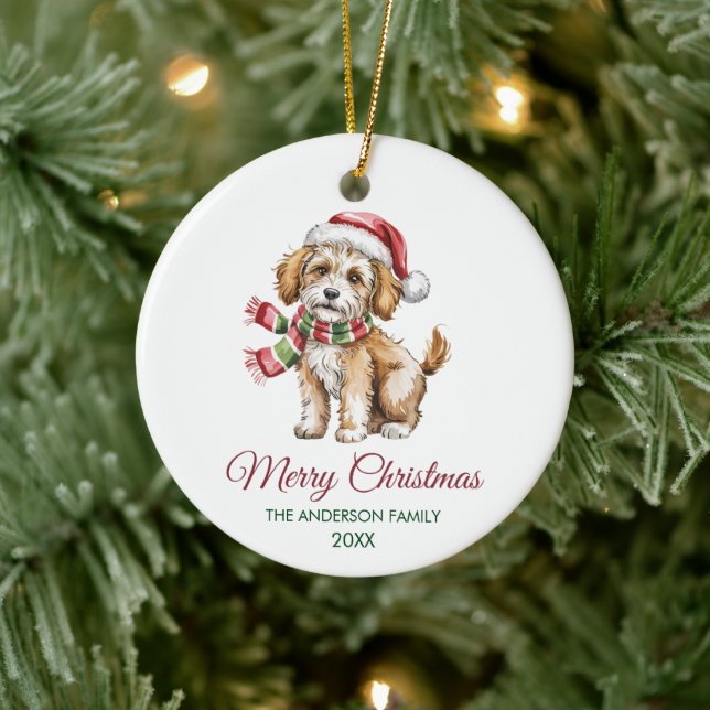 Décoration En Céramique Personalized Goldendoodle Dog Santa Hat Christmas  (Arbre)