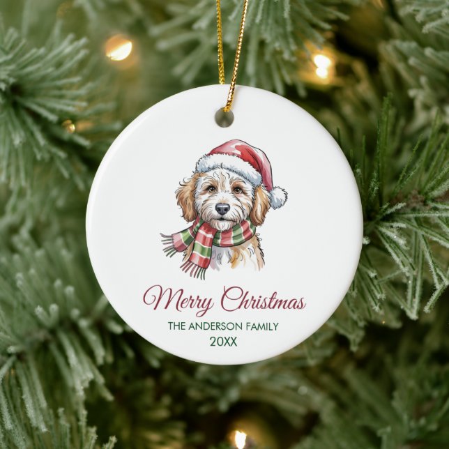 Décoration En Céramique Personalized Goldendoodle Dog Santa Hat Christmas  (Arbre)
