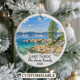 Décoration En Céramique Personalized Lake Tahoe Ornament, Custom Nevada