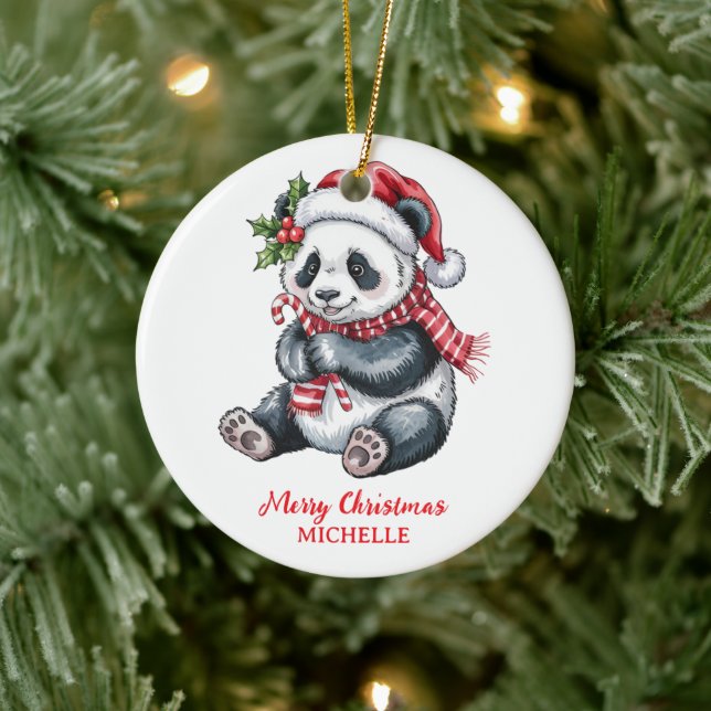 Décoration En Céramique Personalized Merry Christmas Cute Panda Bear (Arbre)