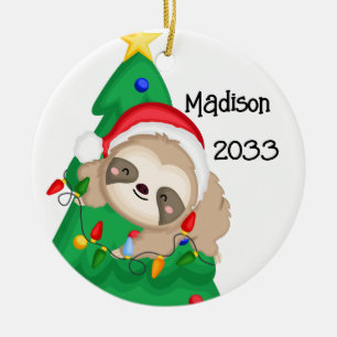 Décoration En Céramique Personalized Merry Christmas Sloth Tree
