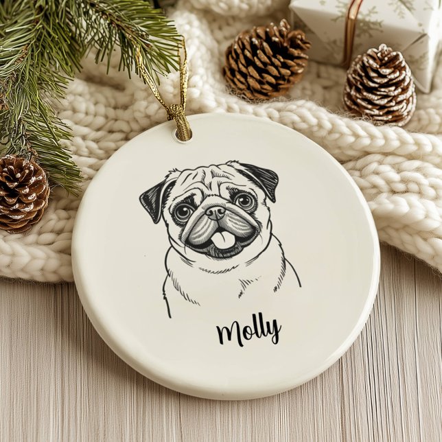 Décoration En Céramique Personalized Pug Dog Christmas (Créateur téléchargé)