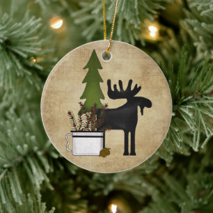 Décoration En Céramique Personalized Rustic Country Mountain Moose