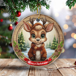 Décoration En Céramique Personalized Rustic Xmas Pine Wood Decor 🦌🎄