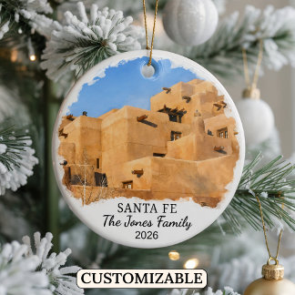 Décoration En Céramique Personalized Santa Fe Ornament, Custom New Mexico