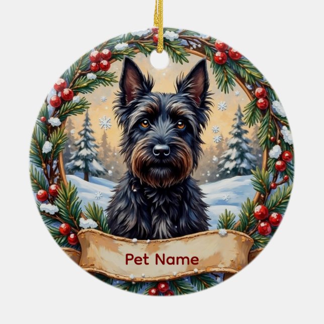 Décoration En Céramique Personalized Scottish Terrier Christmas (Dos)