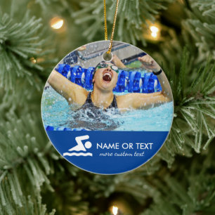 Décoration En Céramique Personalized Swimming Photo Christmas