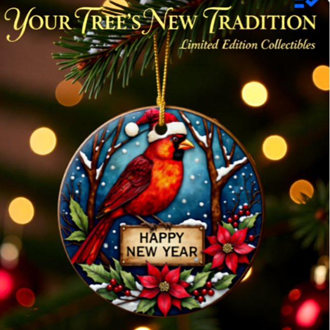 Décoration En Céramique Personalized Two-Sided Cardinal Ornament  (Créateur téléchargé)