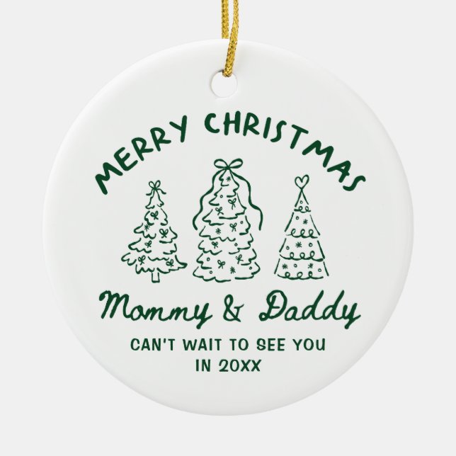 Décoration En Céramique Personalized Whimsical Baby Announcement Ornament (Devant)