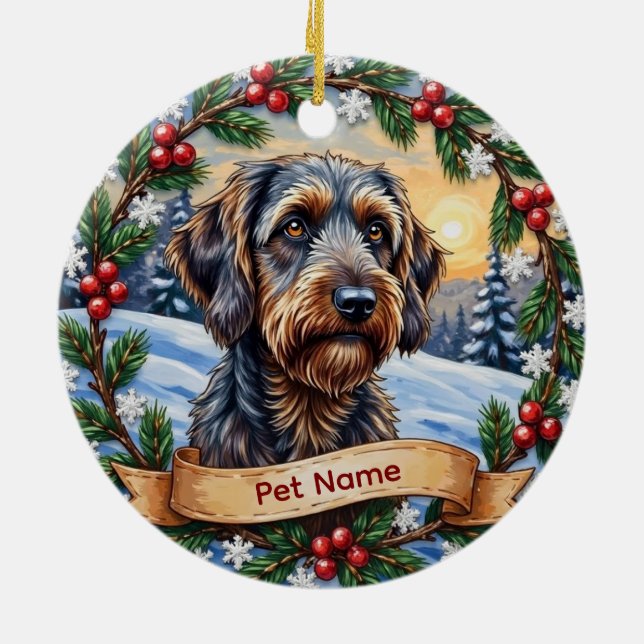 Décoration En Céramique Personalized Wirehaired Pointing Griffon Christmas (Dos)