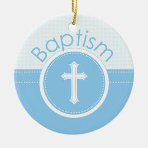 Décoration En Céramique Personnalisable, Enfant Garçon Bleu de Dieu Baptêm