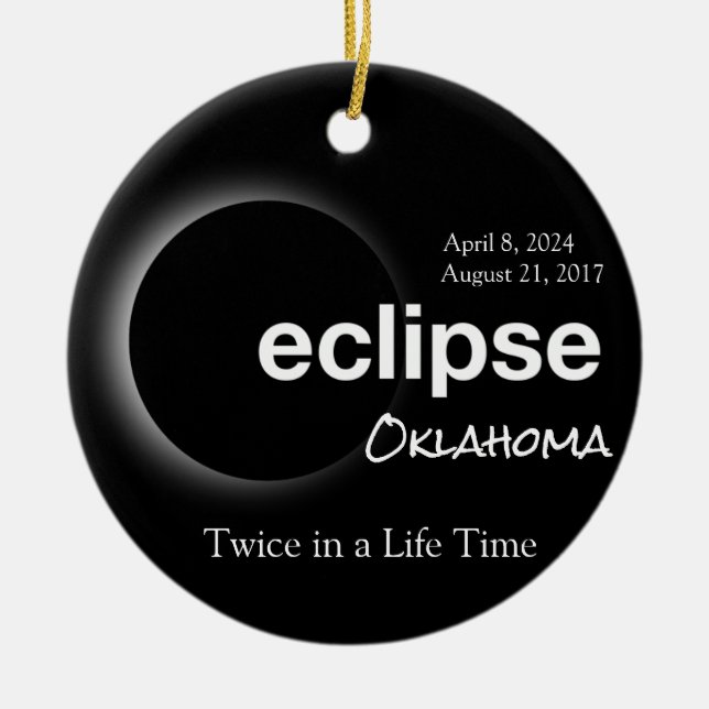 Décoration En Céramique Personnalisable Oklahoma Solar Eclipse 2017 2024 (Devant)