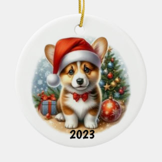 Décoration En Céramique Personnalisation de l'ornement d'aquarelle Corgi d