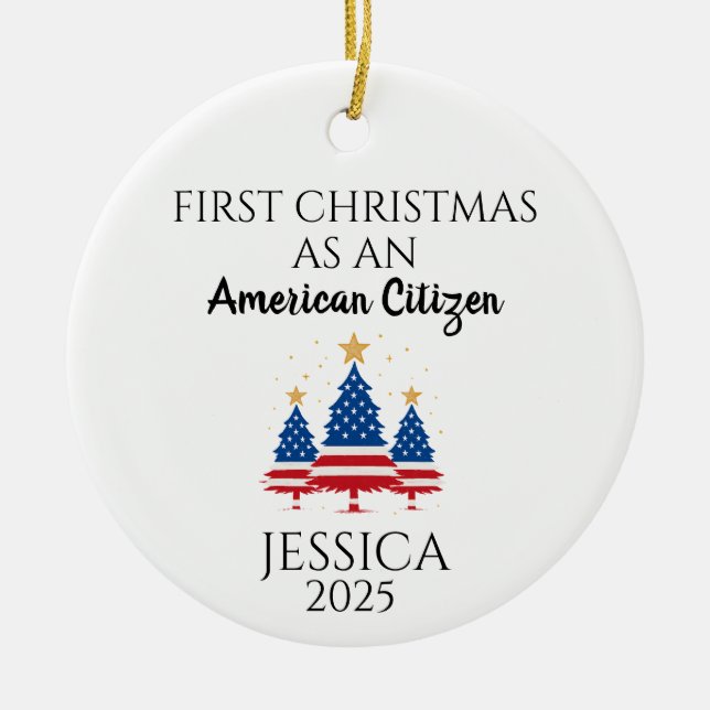 Décoration En Céramique Personnalisé American Citizen, arbre américain (Devant)