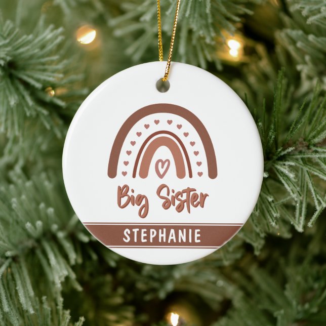 Décoration En Céramique Personnalisé Boho Big Sister Rainbow Matching Sibl (Arbre)