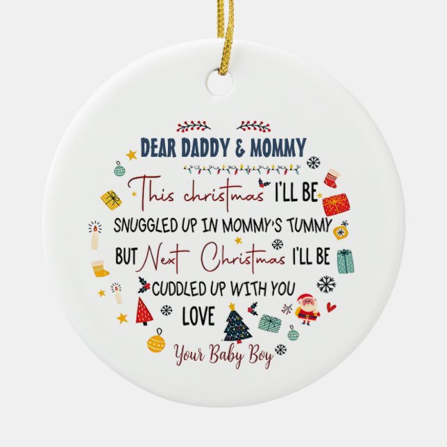 Décoration En Céramique Personnalisé Cher Papa Ce Noël Je serai Snu (Devant)