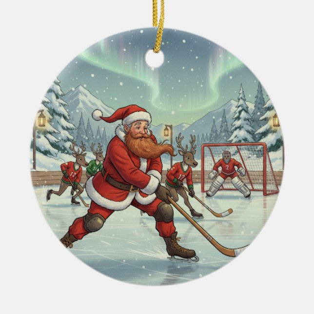 Décoration En Céramique Personnalisé Cute Père Noël Jouer Bandy (Devant)