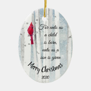 Décoration En Céramique Personnalisé Daté Noël Ésaïe 9:6 Un enfant est né