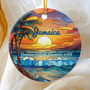 Décoration En Céramique Personnalisé Famille Jamaïque Voyage Faux Verre Ti