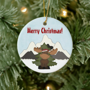 Décoration En Céramique Personnalisé Mignon Père Noël Moose Mountain Ornam