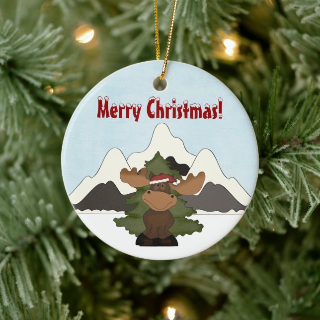 Décoration En Céramique Personnalisé Mignon Père Noël Moose Mountain Ornam (Arbre)