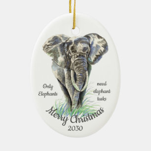 Décoration En Céramique Personnalisé Noël seulement Les éléphants ont beso