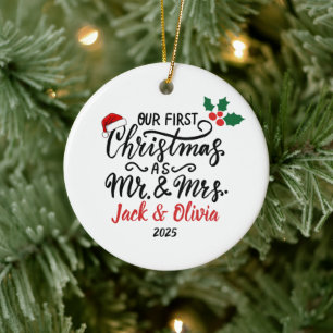 Décoration En Céramique Personnalisé Premier Noël en tant que M. & Mme Orn