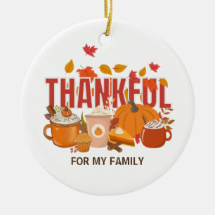 Décoration En Céramique Personnalisé Thanksgiving Citrouille Famille MERCI