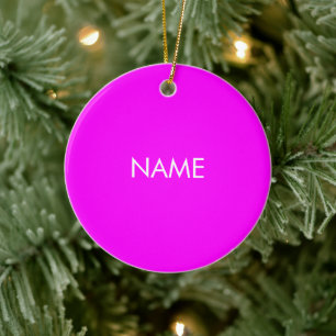 Décoration En Céramique Personnaliser avec nom, texte minimaliste magenta