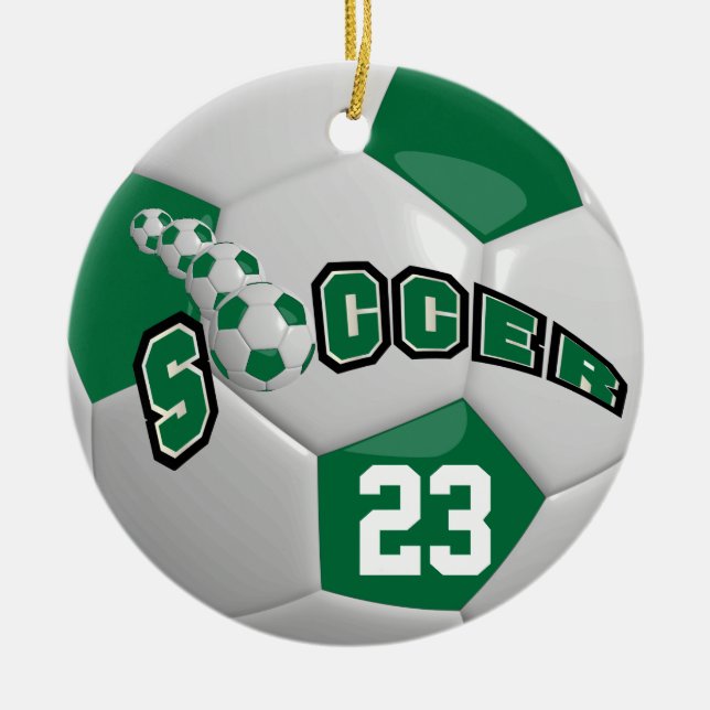Décoration En Céramique Personnaliser ⚽ balle de football | Vert foncé (Devant)