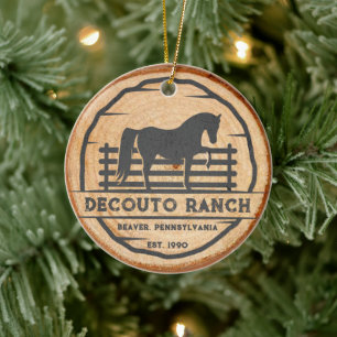Décoration En Céramique Personnaliser Horse Ranch Vintage Noël rustique
