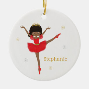 Décoration En Céramique Personnaliser la Ballerina de Noël afro-américaine