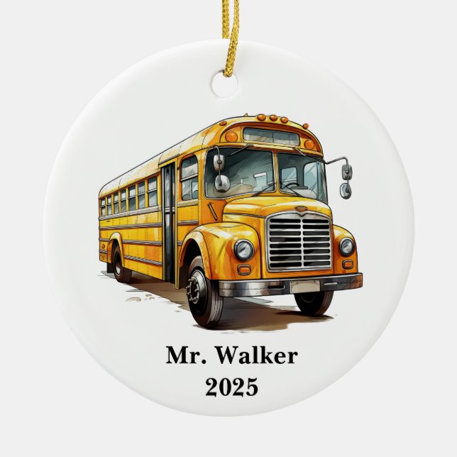 Décoration En Céramique Personnaliser le conducteur d'autobus scolaire Cad (Devant)