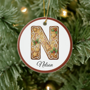 Décoration En Céramique Personnaliser le N monogramme en pain d'épices de