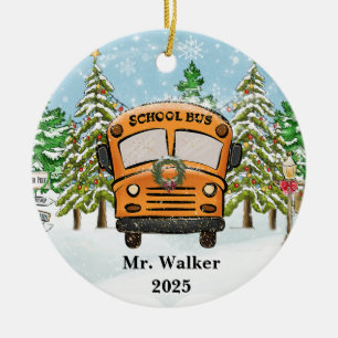 Décoration En Céramique Personnaliser Noël School Bus Driver Cadeau