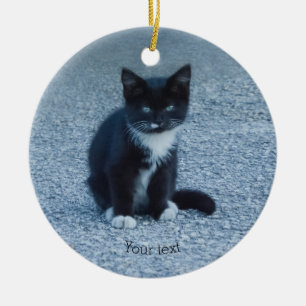 Décoration En Céramique Personnaliser Tuxedo chaton noir et blanc