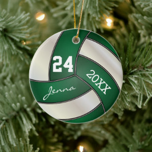 Décoration En Céramique Personnaliser - Volley-ball vert foncé et blanc