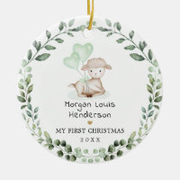 Petit agneau vert Wreath Baby Premier Noël