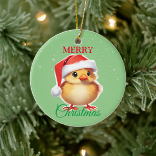 Décoration En Céramique Petit animal chick Père Noël Costume de Noël