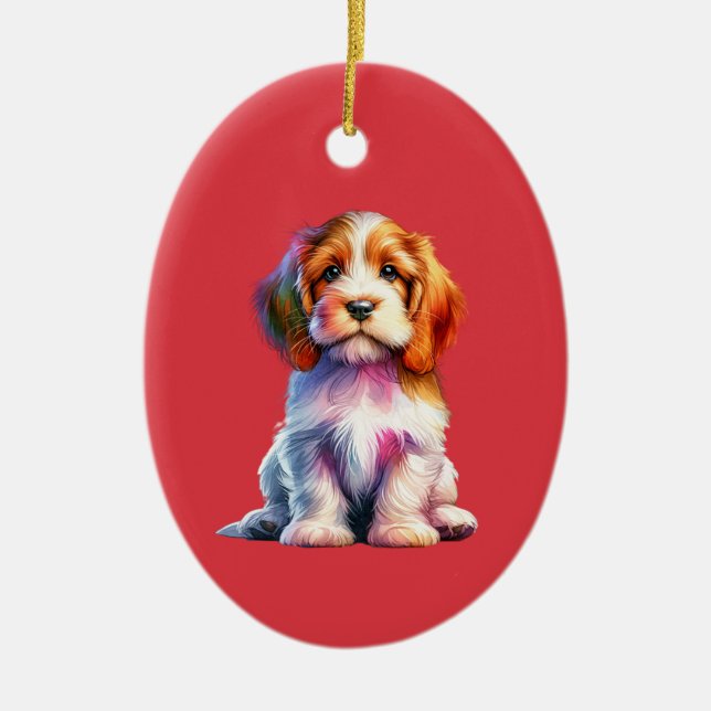 Décoration En Céramique Petit Basset Griffon Vendeen Chien (Devant)